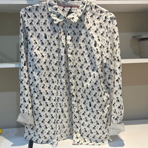 Ladies Black and White Patterned Shirt